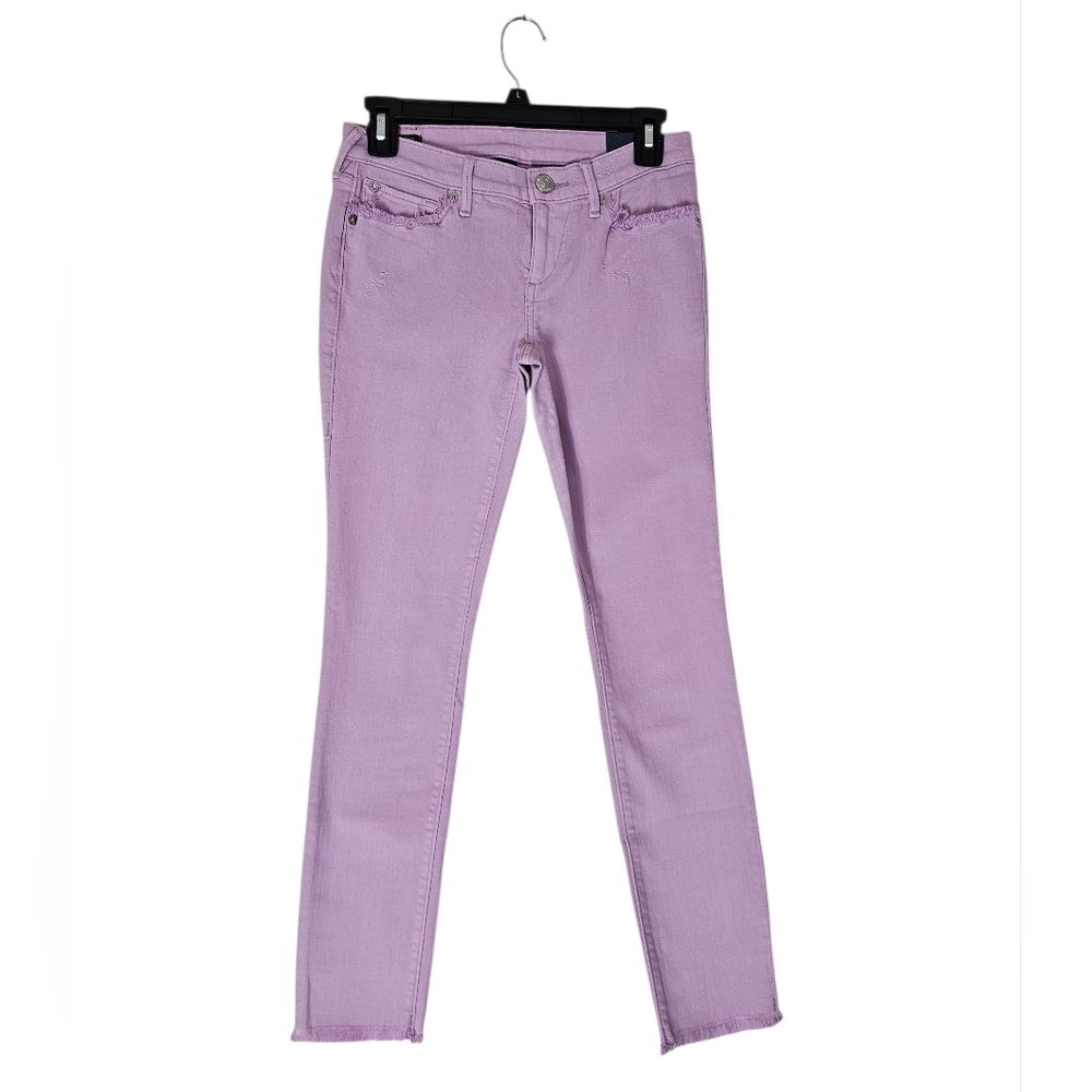 True‎ Religion Casey Low Rise Super Crop Fray Skinny Lavender Jeans 25 NWT